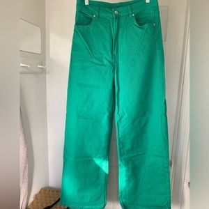 H&M Kelly Green Wide Leg Jean size 10